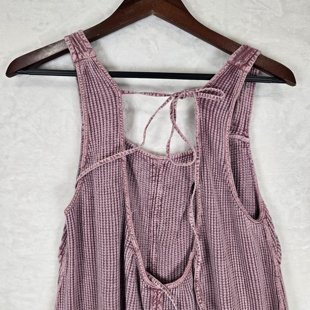 Free People Callie One-Piece Jumpsuit Wide-Leg Waffle Rose FP ONE Size Large - Picture 10 of 12